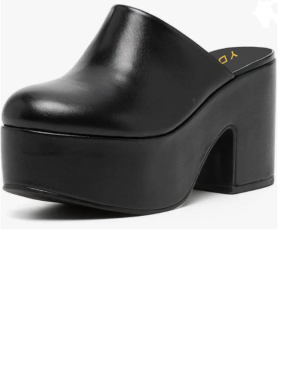 YDN Black Block Heel Mules Platform Chunky Sandals Closed Toe Slip On Clogs - Picture 1 of 8